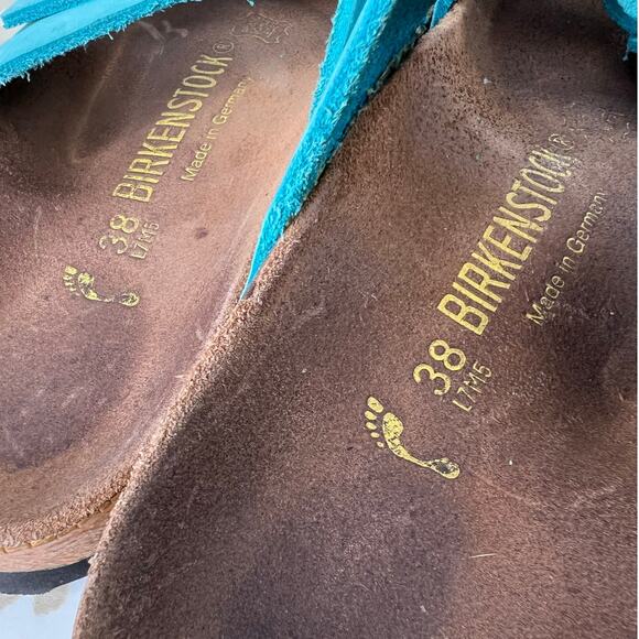 BIRKENSTOCK Arizona Turquoise Suede Leather Sandals Women’s Size EU 38 US 7–7.5 - Picture 10 of 11